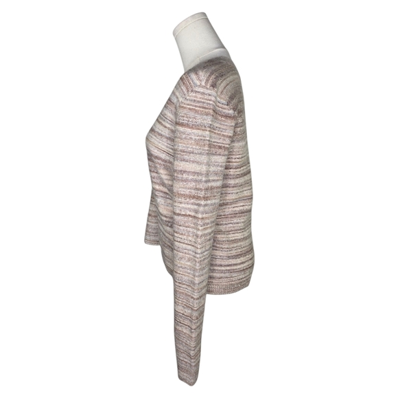 ATM Anthony Thomas Melillo Space Dyed V-Neck Sweater Neutral Stripe Small NWT - Picture 4 of 11